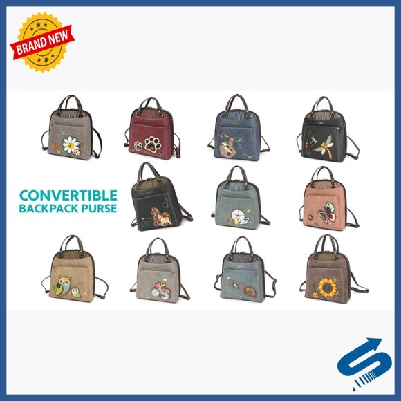 Convertible Backpack Purse Vegan Leather Adjustable Strap Casual